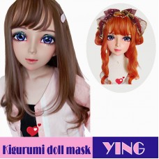 (Ying)Crossdress Sweet Girl Resin Half Head Female Kigurumi Mask With BJD Eyes Cosplay Anime Doll Mask (Ying)Crossdress Sweet Girl Resin Half Head Female Kigurumi Mask With BJD Eyes Cosplay Anime Doll Mask